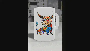 "The bull and the moon"Printed Ceramic Coffee Mug