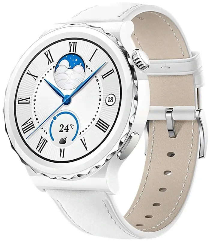 Смарт-часы Huawei Watch GT 3 Pro 43 mm Ceramic белый кожаный ремешок