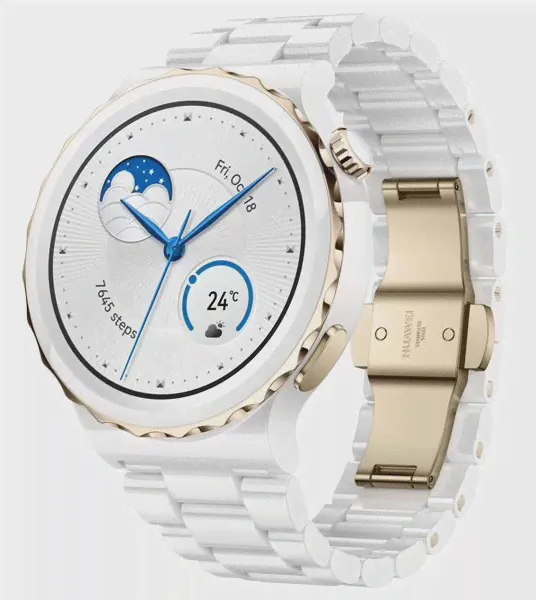 Умные часы Huawei Watch GT 3 Pro Ceramic, белый/ золотой (FRG-B19T)-0
