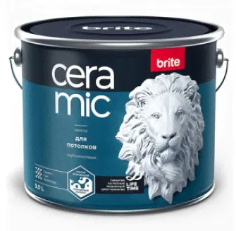 BRITE CERAMIC краска для потолков, глубокоматовая (9л)-0
