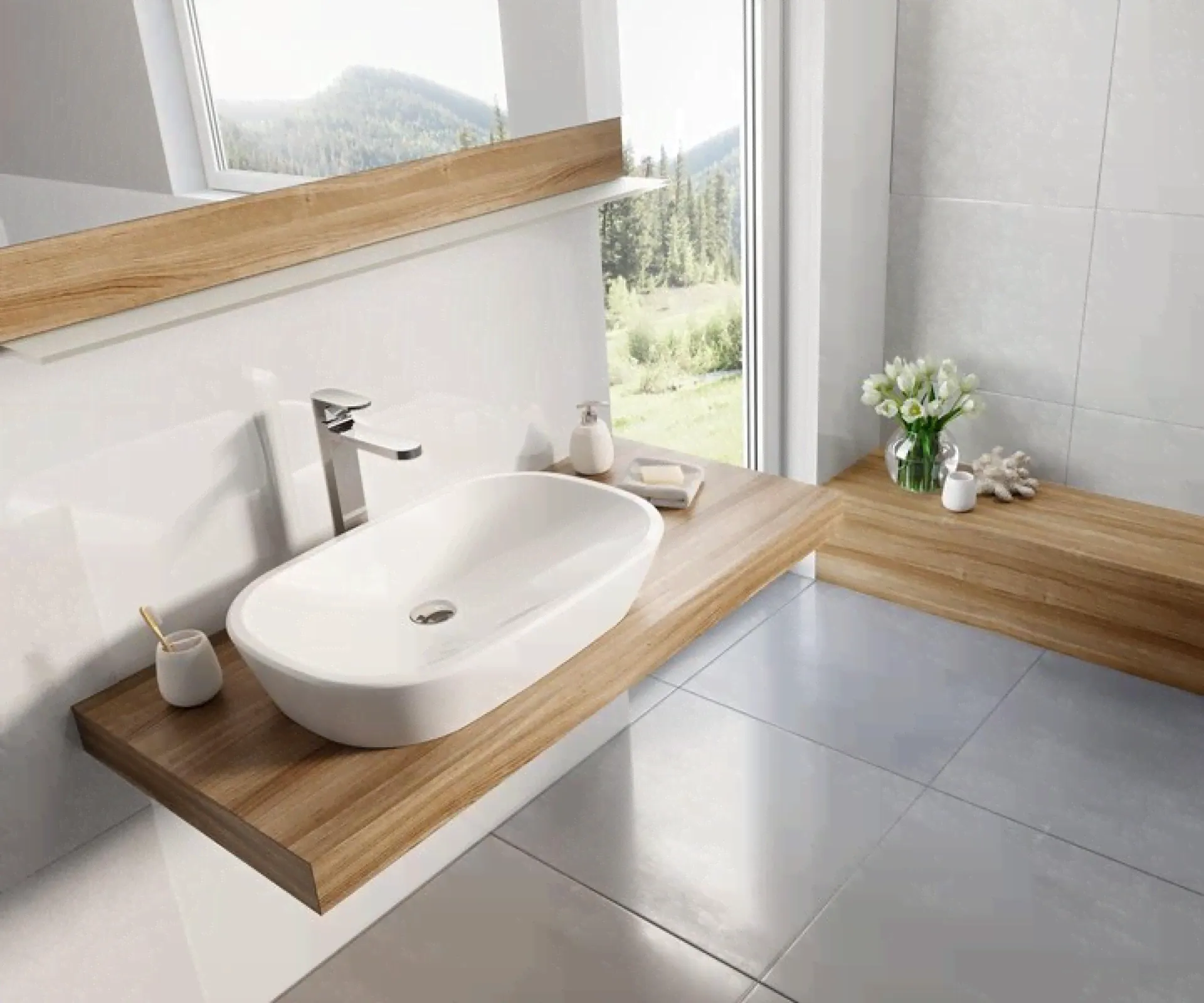 Накладная раковина Ceramic 60х40х12 см, санфарфор-2